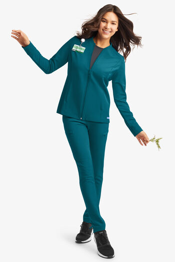 ReSurge Quartz Women&rsquo;s 6-Pocket Long Sleeve Zip Front Scrub Jacket