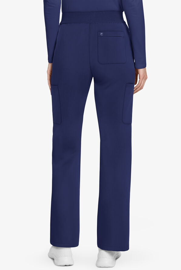 Cherokee Atmos Women's 4-Pocket STRETCH Coolmax Cargo Moderate Flare Scrub Pants - Navy - 4