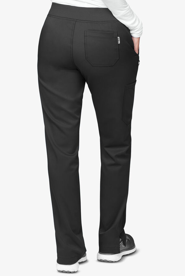 Zavate Ava Therese Women's 5-Pocket STRETCH Convertible Drawstring Cargo Scrub Pants - Black - 2