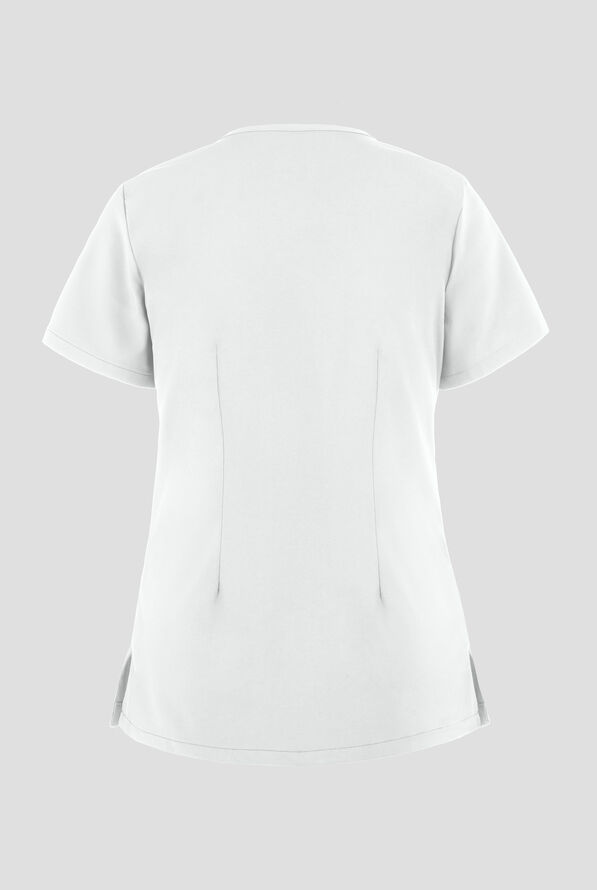 Easy STRETCH Lina Mitered Women's 4-Pocket V-Neck Scrub Top - White - 3