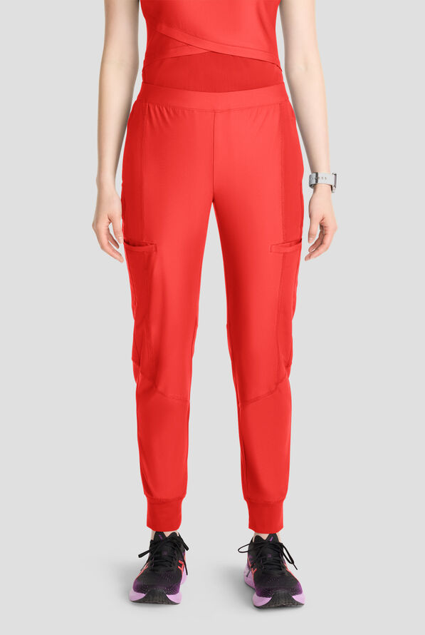 Infinity GNR8 Kinetic Knit Women's 4-Pocket STRETCH Cargo Jogger Scrub Pants - Vivid Orange - 1