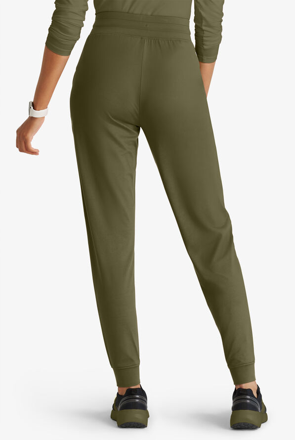 Barco One Performance Knit Pro Women's 5-Pocket STRETCH Cargo Jogger Scrub Pant - Olive - 3