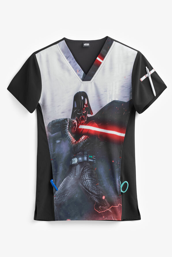 Cherokee Tooniforms Sith Lord Star Wars Men's 1-Pocket V-Neck Print Scrub Top - null - 1