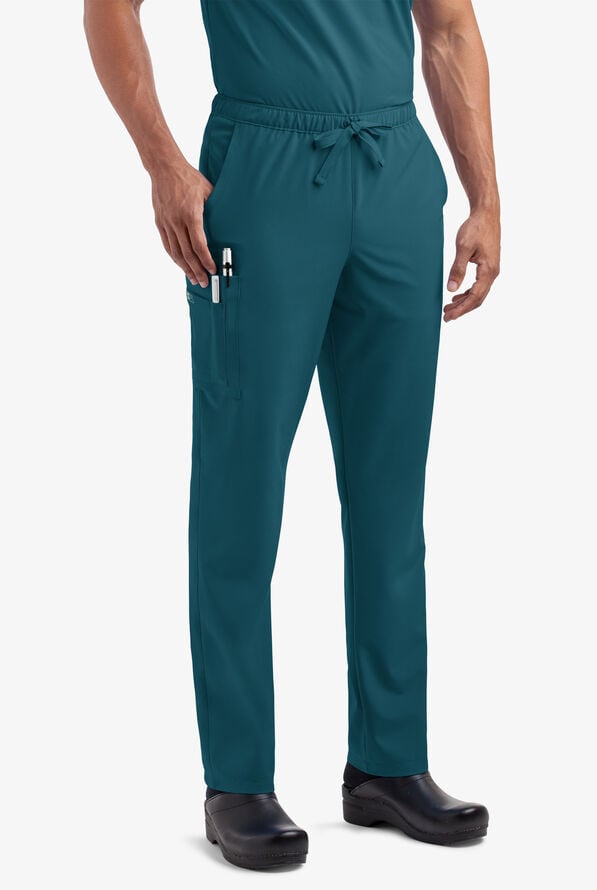 Easy STRETCH Morgan Unisex 5-Pocket Drawstring Scrub Pants - Caribbean Blue - 2