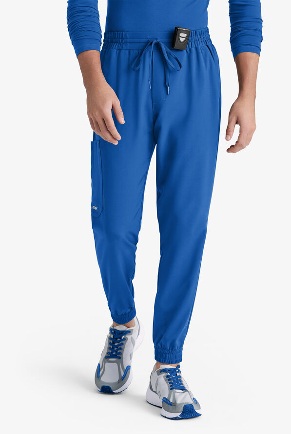 Grey's Anatomy by Barco Evolve STRETCH Voyager Men's 5-Pocket Cargo Jogger Scrub Pants - Royal - 1