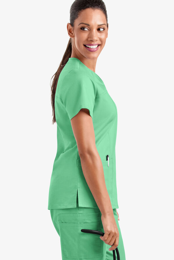 Butter-Soft STRETCH Women's 4-Pocket Sweetheart Neck Scrub Top - Green Jade - 4