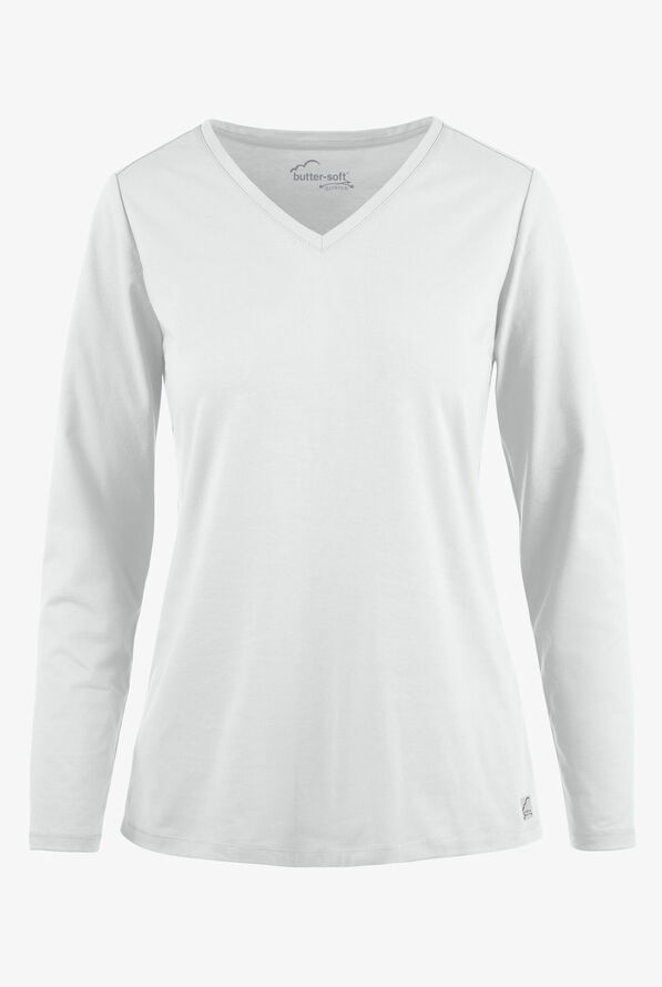 Camiseta médica de tejido UA Butter-Soft STRETCH con cuello en V - White - 1