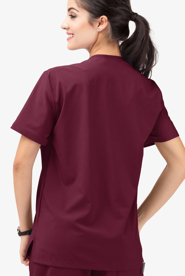 Tafford Active STRETCH Riley Unisex 3-Pocket V-Neck Scrub Top - Wine - 3