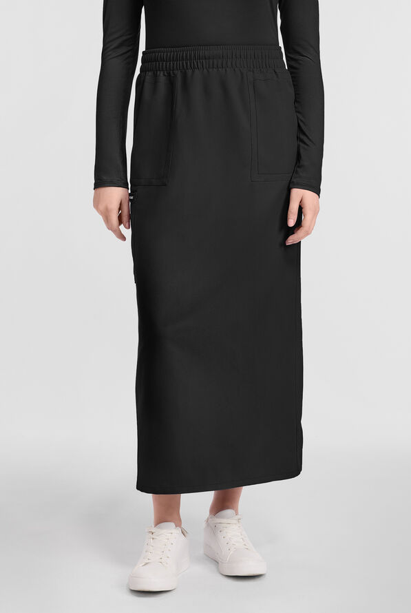 Cherokee Workwear Originals Ultra Women's 3-Pocket Pull-On Maxi Scrub Skirt - Black - 1
