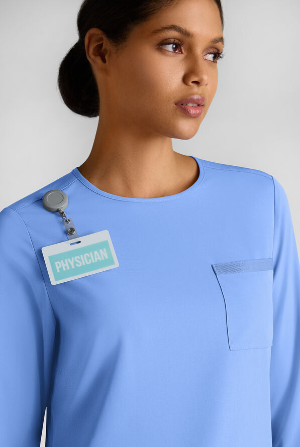 Blusa médica WhisperLite con mangas 3/4 para mujer - Ceil Blue - 4