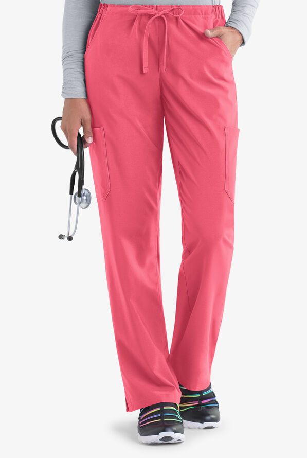 Easy STRETCH Eden Women's 4-Pocket Drawstring Scrub Pants - Fiesta - 1