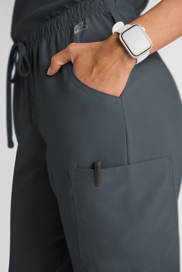 Easy STRETCH Women's 8-Pocket Scrub Set - Petite - Pewter - 8