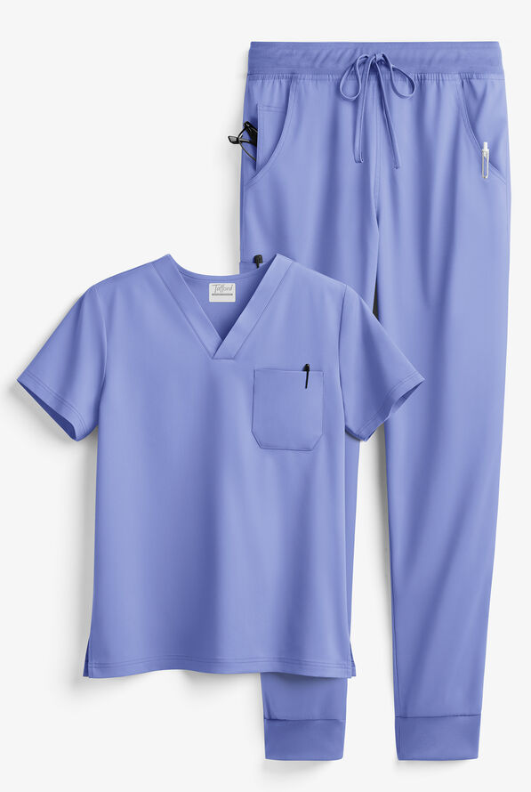 Tafford Active STRETCH Men's 5-Pocket Jogger Scrub Set - Ceil Blue - 1
