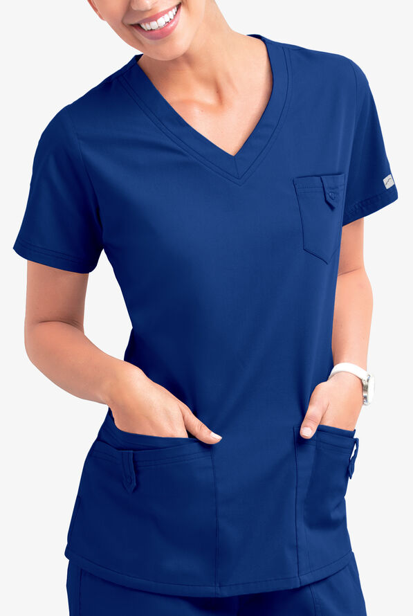 Butter-Soft Core Women's 5-Pocket Rounded V-Neck Scrub Top - Galaxy - 2