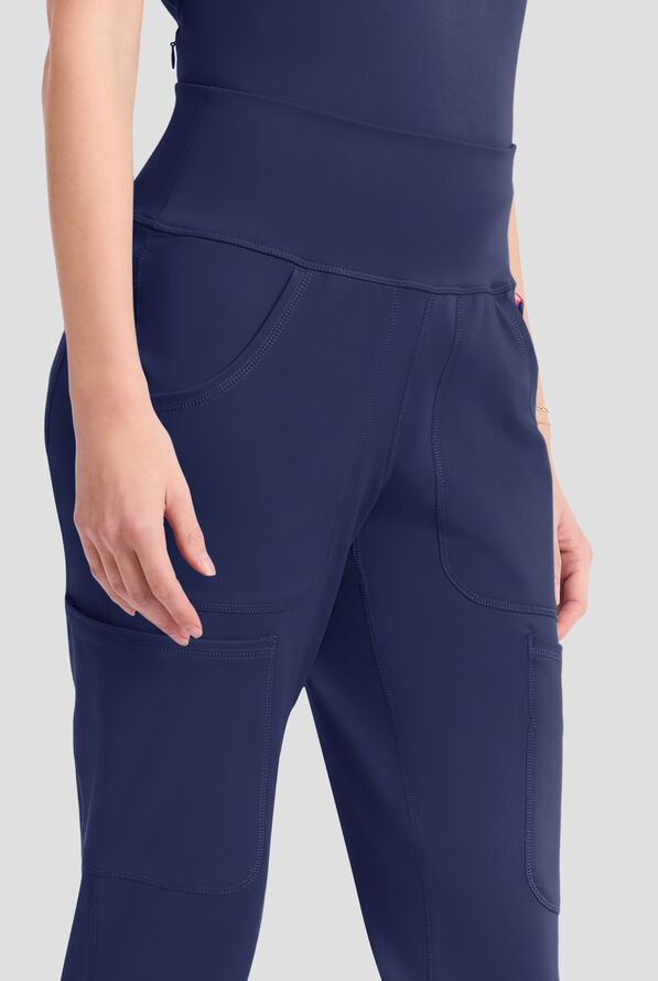 Med Couture Amp Knit Women's 5-Pocket STRETCH High-Rise Cargo Jogger Scrub Pant - Navy - 2