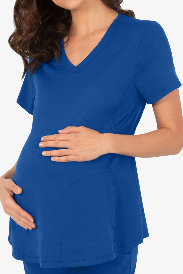 HH Works by Healing Hands Mila Women's 2-Pocket STRETCH Maternity Scrub Top - Royal - 2