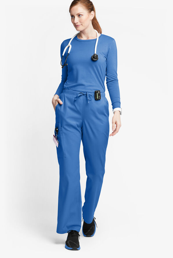 Pantalón médico Butter-Soft Originals de tiro medio con piernas acampanadas y 6 bolsillos para mujer - Royal - 4