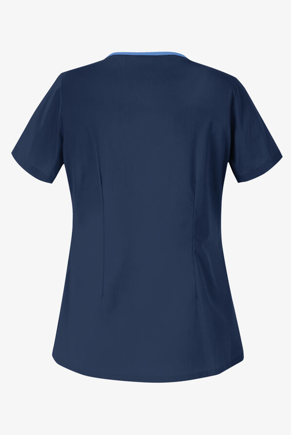 Butter-Soft Core Women's 5-Pocket Rounded V-Neck Scrub Top - Navy/Ceil - 3
