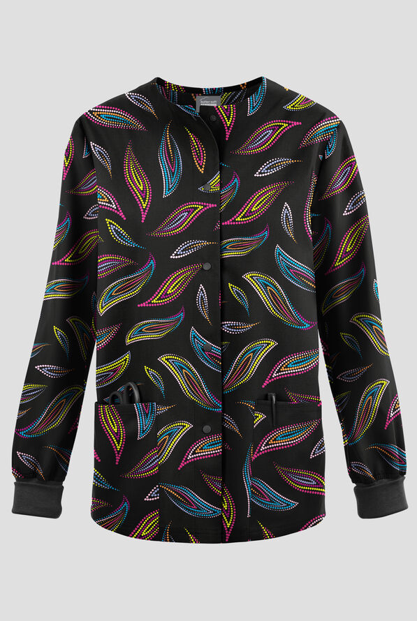 Butter-Soft Originals Color Symphony Women's 2-Pocket Warm-Up Print Scrub Jacket - null - 1
