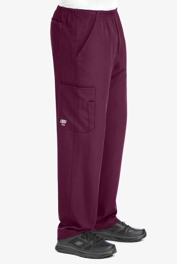Skechers by Barco Structure Men's 4-Pocket STRETCH Cargo Scrub Pants - Wine - 3