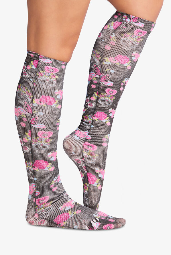 Cherokee Sugar Skull Flutter Women's 8-15 mmHg Light Compression Socks - null - 2