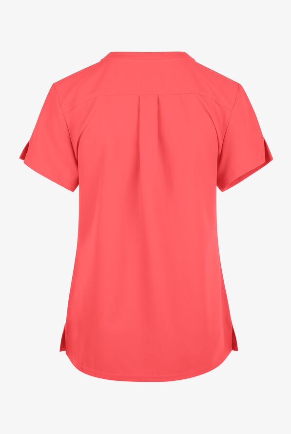 Med Couture Insight Women's 1-Pocket Tuck In V-Neck Scrub Top - Coral - 2