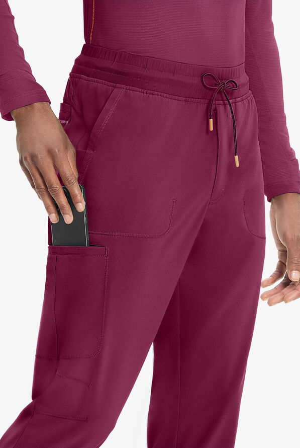 Pantalón médico Infinity GNR8 STRETCH estilo cargo con piernas rectas y 6 bolsillos - Wine - 2