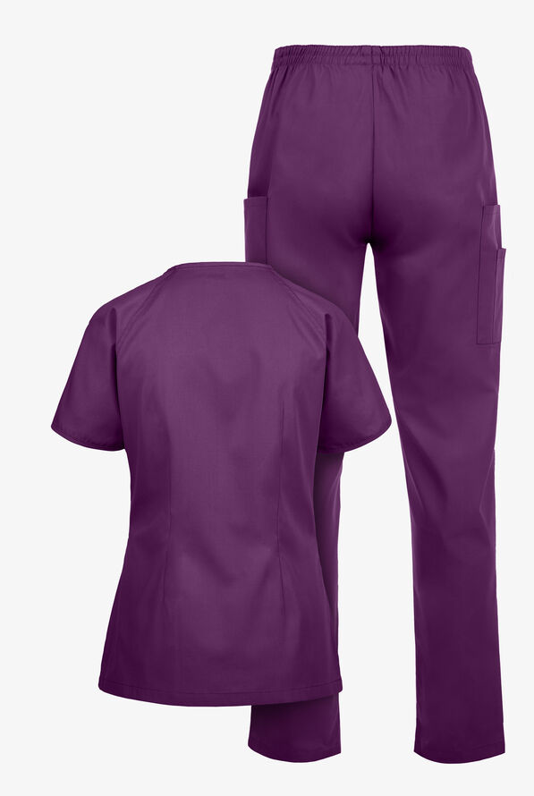 Strictly Scrubs Women's Classic Scrub Set - Petite - Eggplant - 4