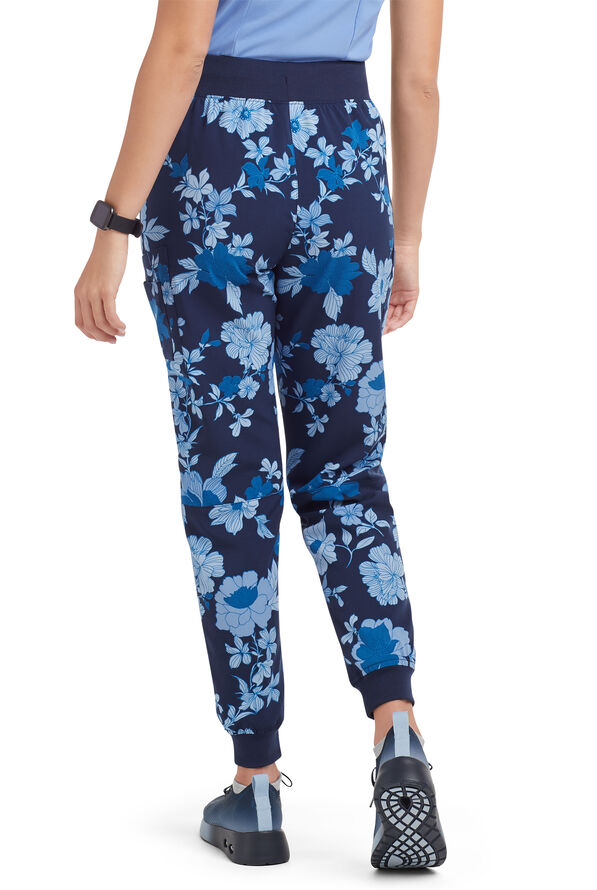 Strictly Scrubs STRETCH Paris Floral Navy Women's 5-Pocket Jogger Print Scrub Pants - null - 4