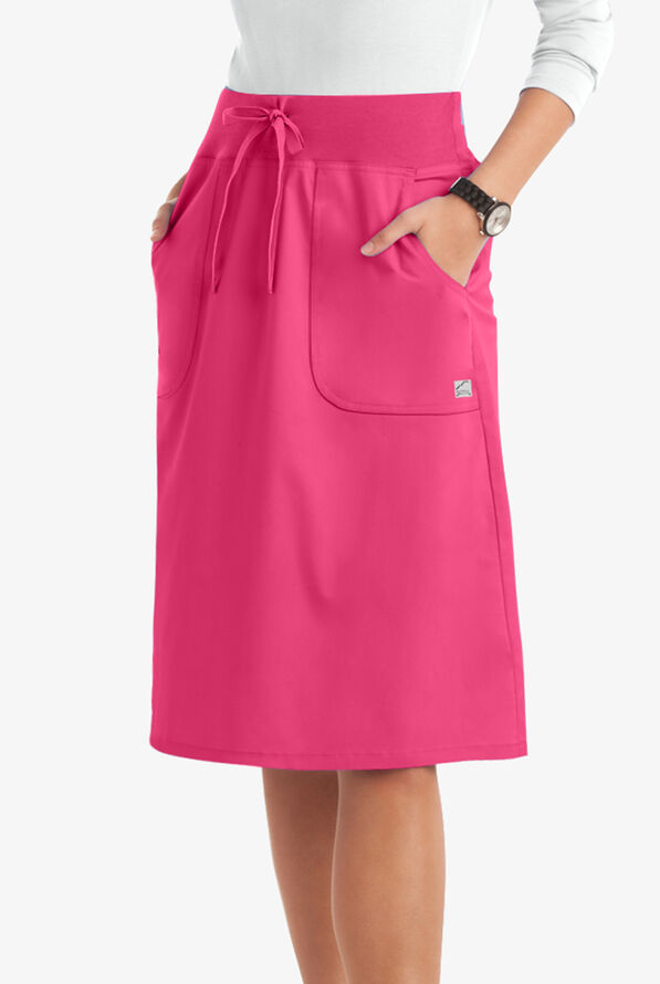 Butter-Soft STRETCH Women's 2-Pocket Drawstring Scrub Skirt - Fuchsia - 1