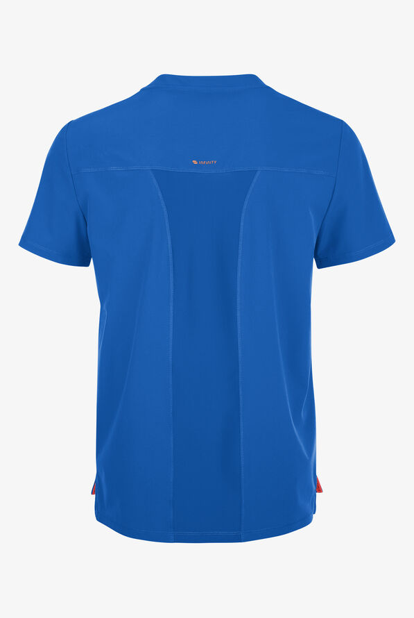 Infinity GNR8 Men's 1-Pocket STRETCH Rib-Knit Panel V-Neck Scrub Top - Royal - 2