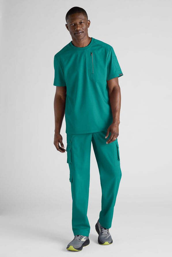 Advantage STRETCH Men's 3-Pocket Crew Neck Scrub Top - Teal - 8