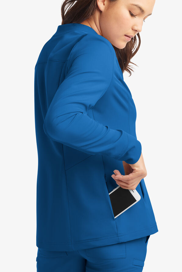 Chaqueta médica manga larga ReSurge Quartz con 6 bolsillos y cremallera para mujer - Royal - 4
