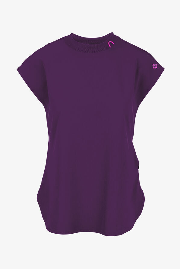 Med Couture Amp Women's 2-Pocket STRETCH Tuck in Dolman Crew Neck Scrub Top - Eggplant - 1