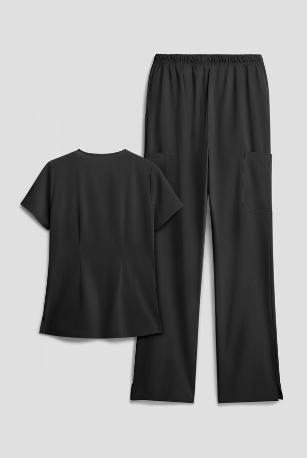 Easy STRETCH Women's 8-Pocket Scrub Set - Onyx Black - 2