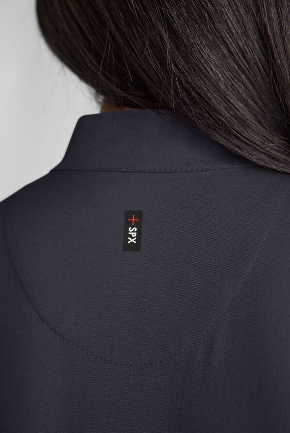 Grey's Anatomy by Barco Emerge Rowen Women's 2-Pocket STRETCH Banded Bottom Zip Scrub Top - Steel Gray - 6