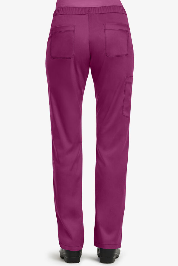 Maevn Matrix Women's 5-Pocket STRETCH Elastic Waist Drawstring Cargo Scrub Pants - Petite - Hollyhock - 4
