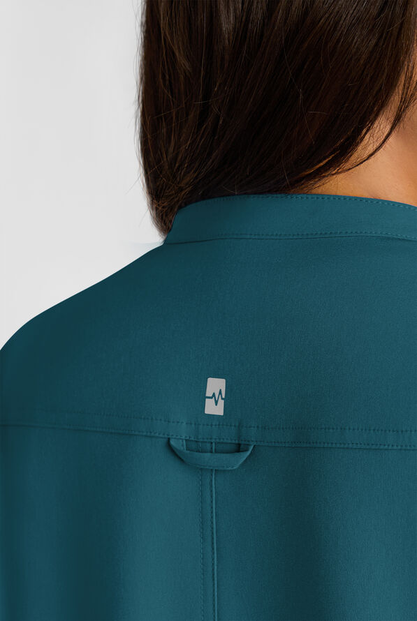 Easy STRETCH Bella Women's 1-Pocket Henley Scrub Top - Caribbean Blue - 5