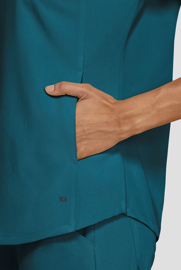 koi Next Gen Superhuman Women's 2-Pocket STRETCH Dolman Sleeve Scrub Top - Caribbean Blue - 5