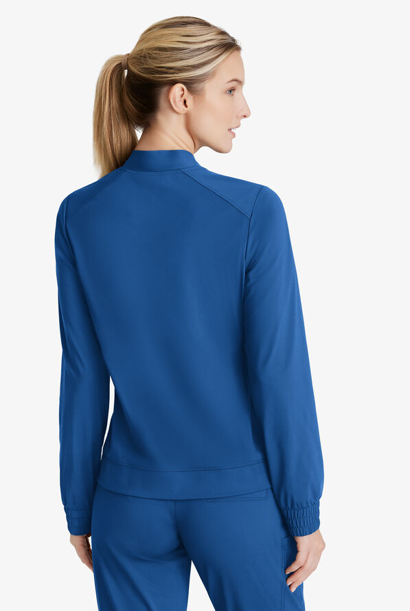 Skechers by Barco Slip-ins Contour Women's 3-Pocket STRETCH Zip Front Scrub Jacket - Royal - 4