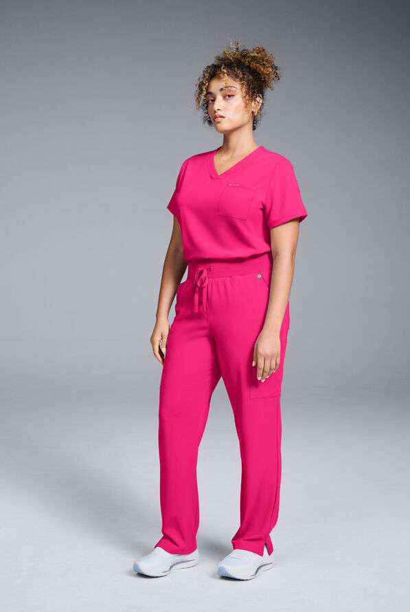Hypothesis Women's Base V-Neck Tuck-In Scrub Top - Reactive Pink - 5