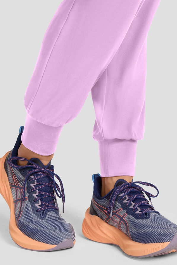 Med Couture Insight Women's 4-Pocket Zip Front Drawstring Waist Scrub Jumpsuit - Lilac - 4