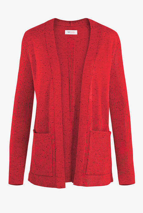 koi Essentials Kori Women's 2-Pocket Open Front Rib Knit V-Neck Scrub Cardigan