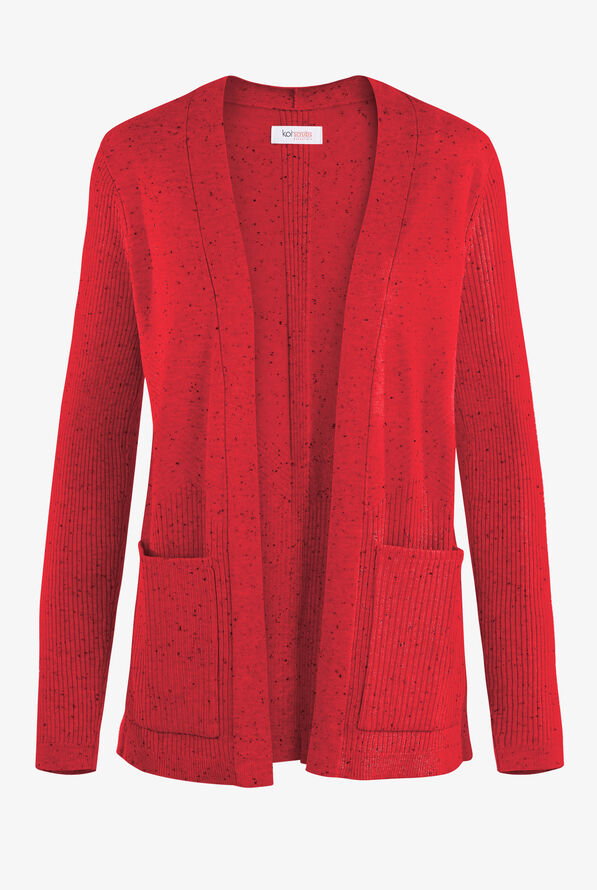 Cardigán médico koi Essentials Kori con cuello en V y 2 bolsillos para mujer - Ruby - 1