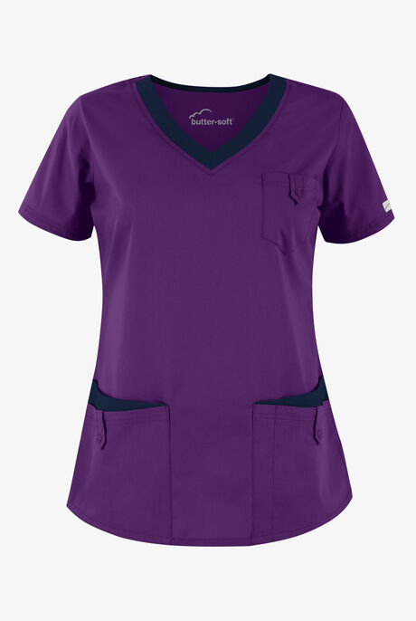 Butter-Soft Core Women's 5-Pocket Rounded V-Neck Scrub Top
