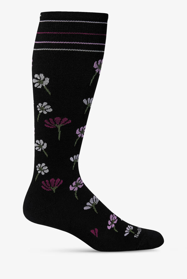 Sockwell Field FLowers Women's 15-20 mmHg Moderate Compression Socks - Black - 1