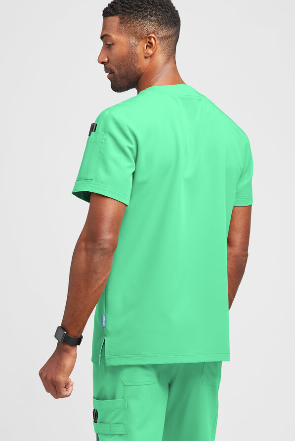 Camisa m&eacute;dica MOVEMENT BY BUTTER-SOFT Mars con cuello en V y 2 bolsillos para hombre - Neo Mint - 3