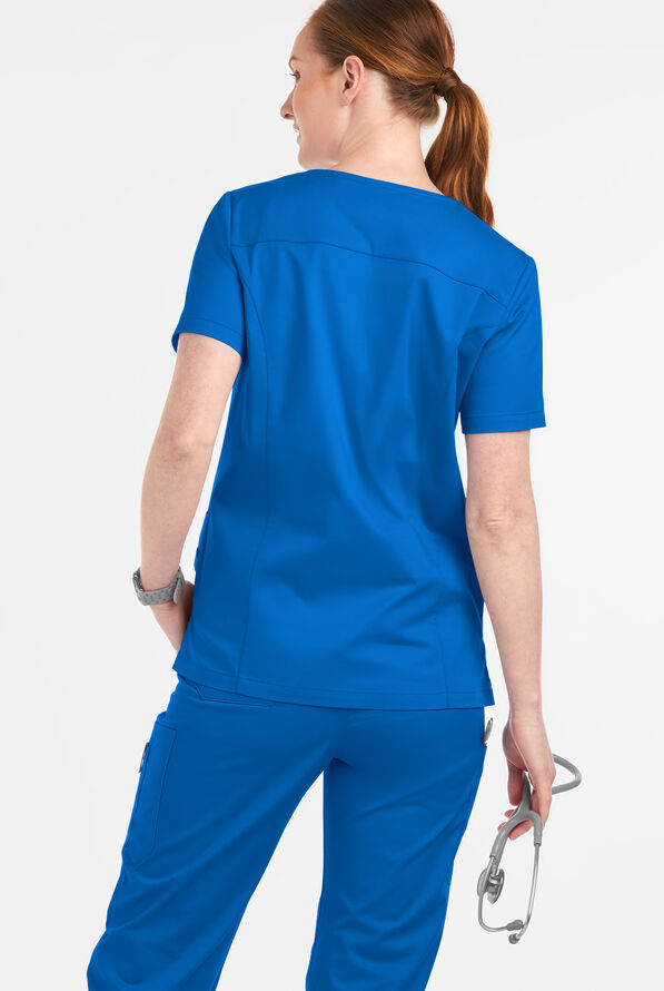 Blusa m&eacute;dica UA Butter-Soft STRETCH Crystal Bling con 6 bolsillos para mujer - Royal - 3