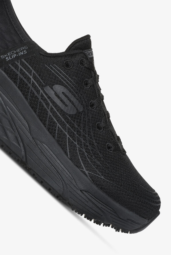 Zapatillas deportivas de enfermer&iacute;a Skechers Work Slip-In Max Cushioning con cordones para mujer - Black - 3