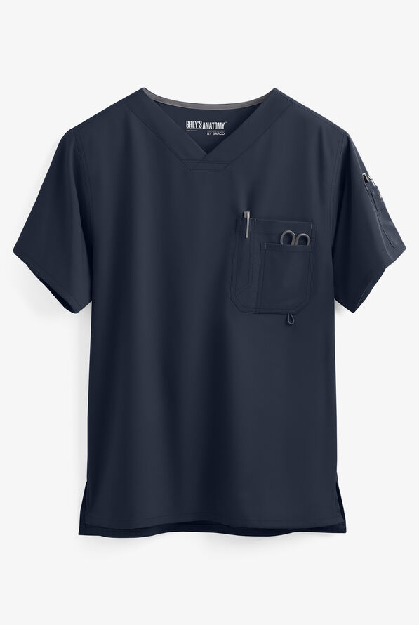 Grey's Anatomy™ by Barco Derek Men's 3-Pocket V-Neck Scrub Top - Steel Gray - 1